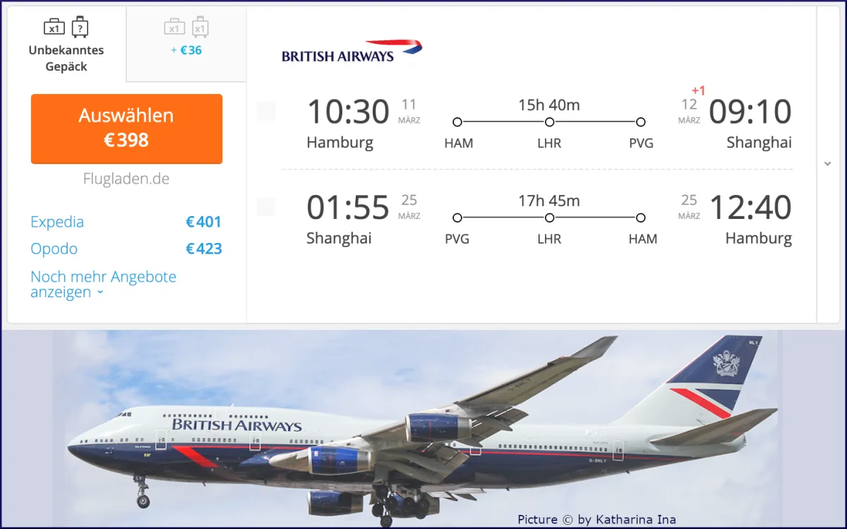 2019 11 26 British Airways Flug Deal Shanghai