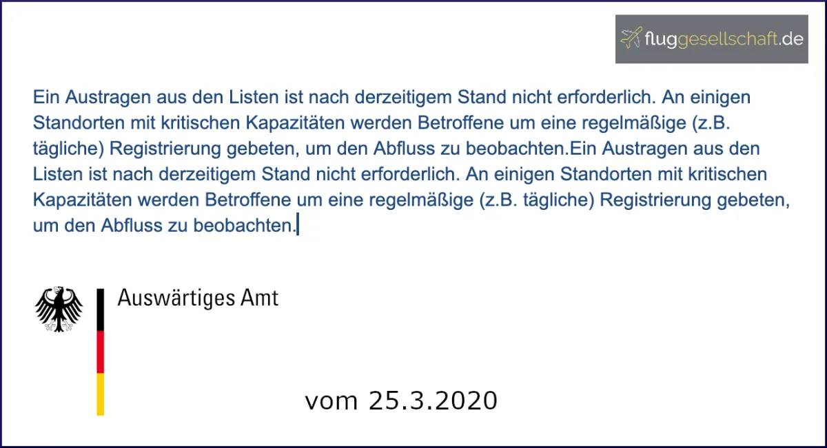 Auswaertiges Amt Statement mehrmals eintragen
