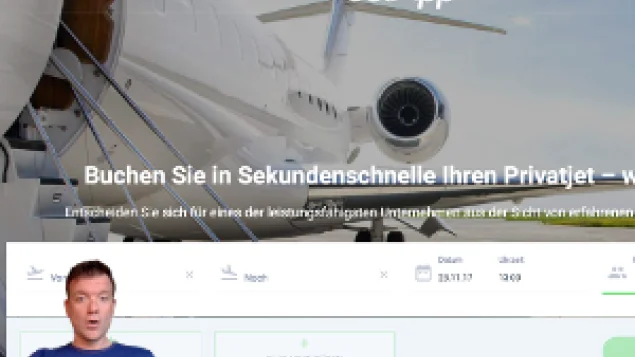 Privatjet mieten / online buchen im Tutorial