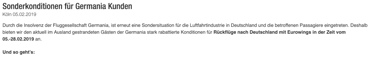 Eurowings Sonderkonditionen