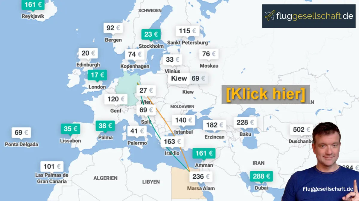 Flugdeals Karte Map ab Deutschland Aegypten