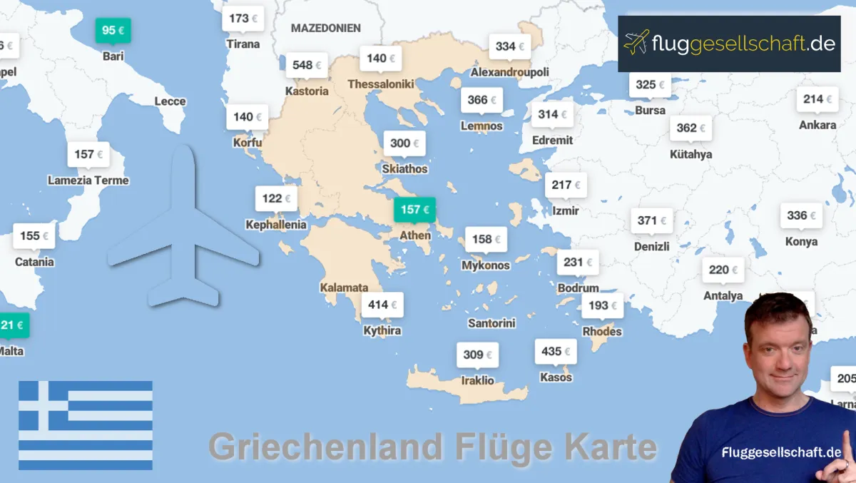 Griechenland Fluege Karte Map Thomas