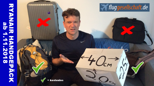 Neue Ryanair Handgepäck-Bestimmungen ab November 2018