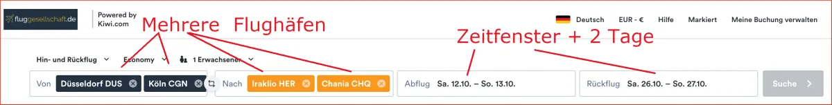 2019 09 24 Flugsuche mehrere Abflughaefen Herbstferien