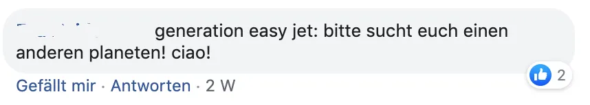 Fliegen Klimawandel Facebook easyjet Berlin Werbung
