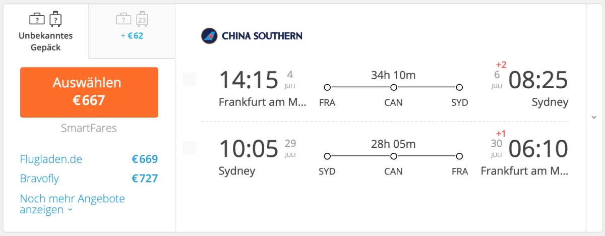 2019 06 FRA SYD Billigflug China Southern