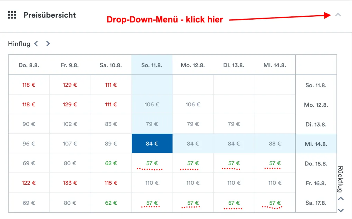 2019 08 08 Matrix Flugsuche Preisvergleich Uebersicht